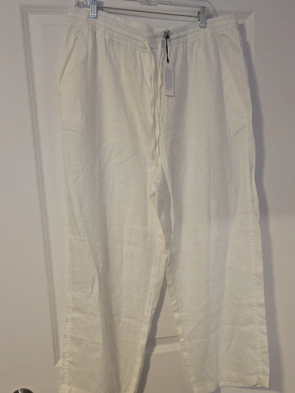 Banana Republic Men's Off-White Drawstring Linen Chinos